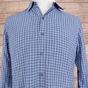 Zachary Prell Shirt Mens Medium Blue Check Button Down Cotton Casual Long Sleeve